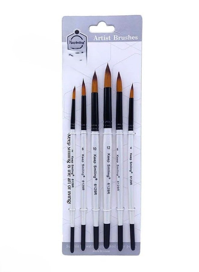 Professional Painting Brush Set - Soft Bristles, Ideal for Acrylics, Watercolor & Oil Paints (6Pc Paint Brush Whitee Handle)